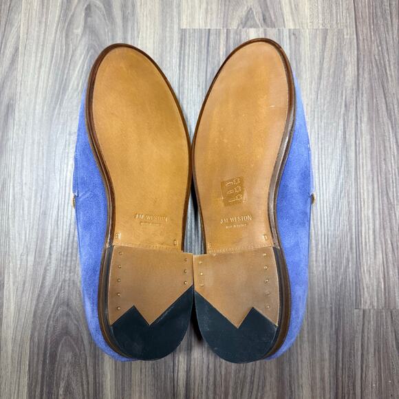 NIB J.M. Weston 180 Blue & White Penny Loafers Size 9US / 8UK